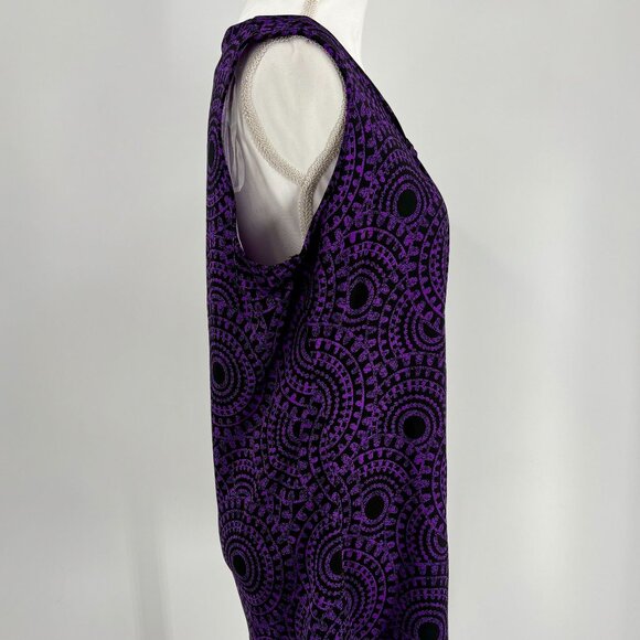 Fashion Bug Purple & Black Sleeveless Geometric Pattern Top Womens Size XL - Picture 2 of 7